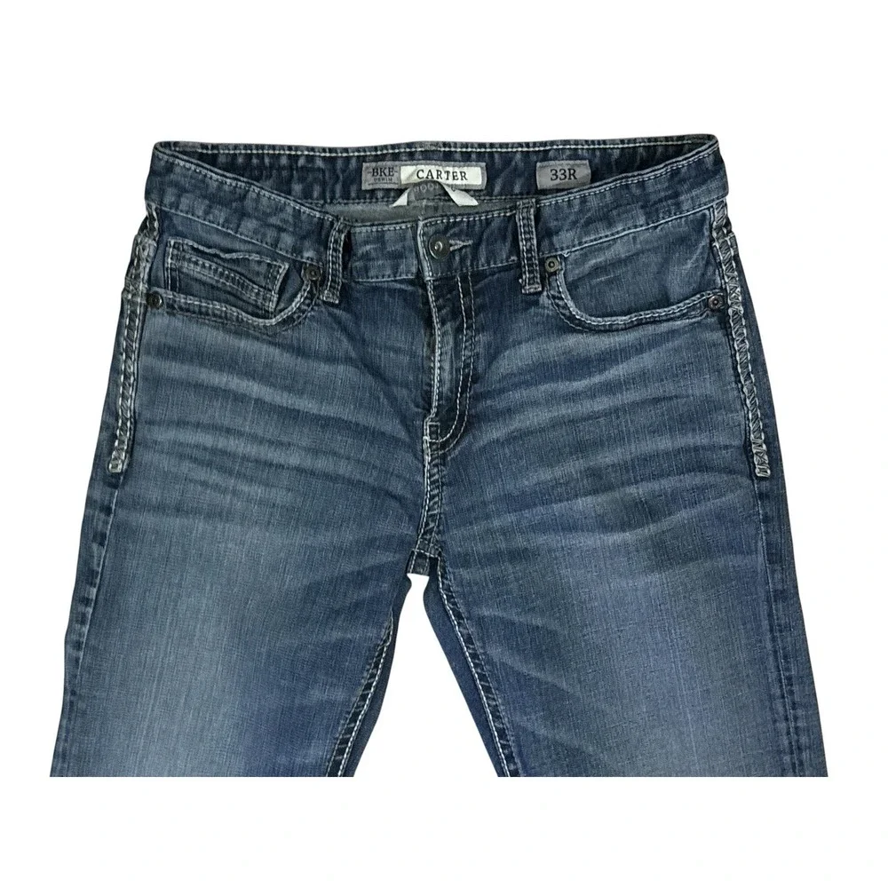 Buckle Bke Jeans men's 33x31 Blue Denim Carter Boot bootcut Distressed Y2k